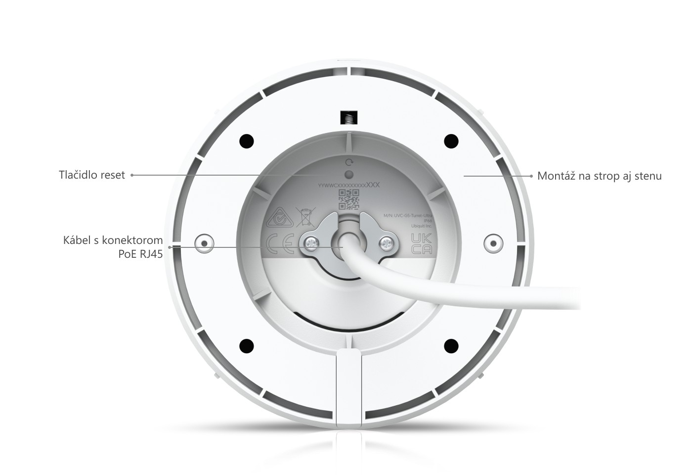 Ubiquiti UniFi Protect G5 Turret Ultra, biela – spodná strana kamery