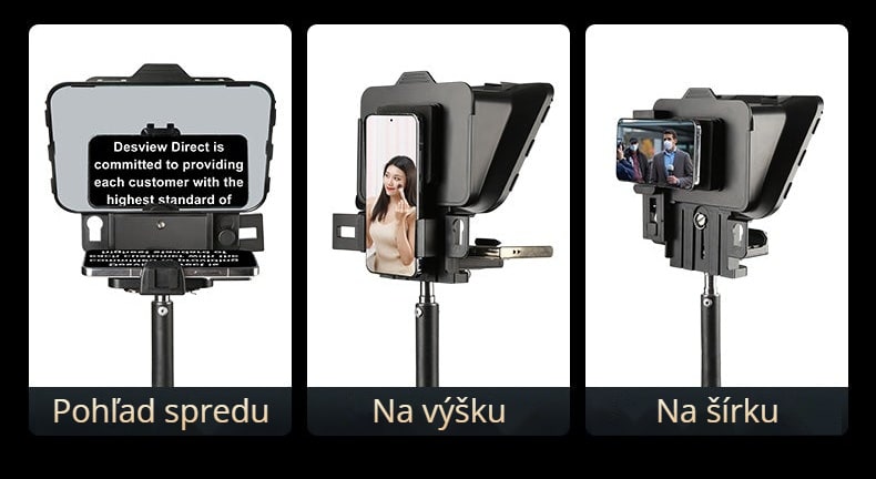 Jeden teleprompter pre telefón aj fotoaparát