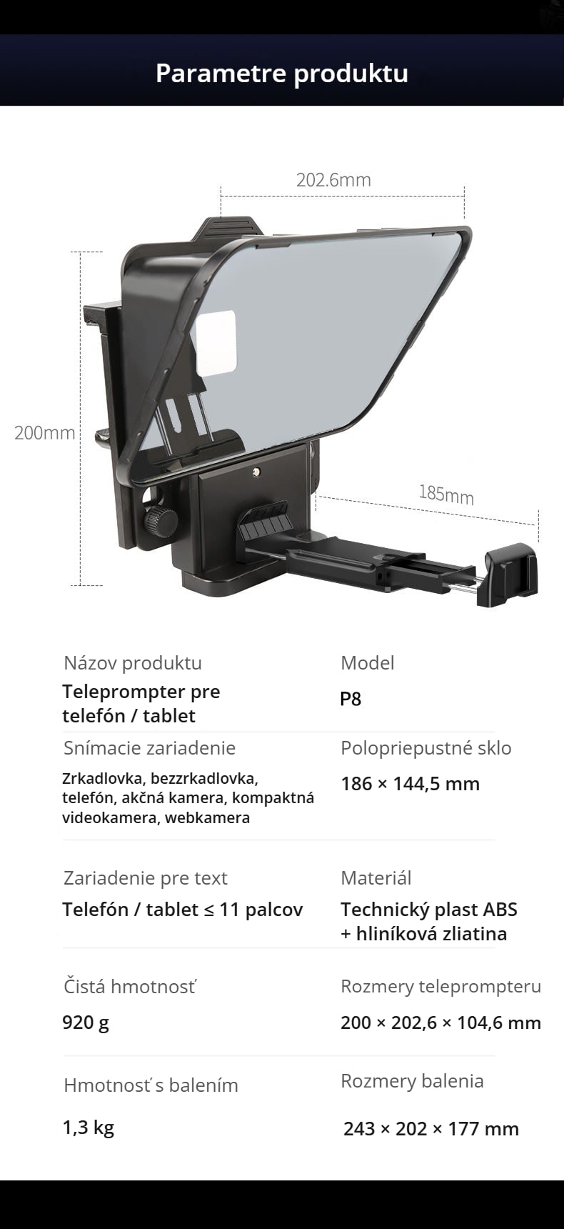 Rozmery a parametre