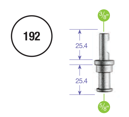 Výkres výrobcu adaptéra Manfrotto 192 s priemermi hladkých čapov a jednotlivými kótami