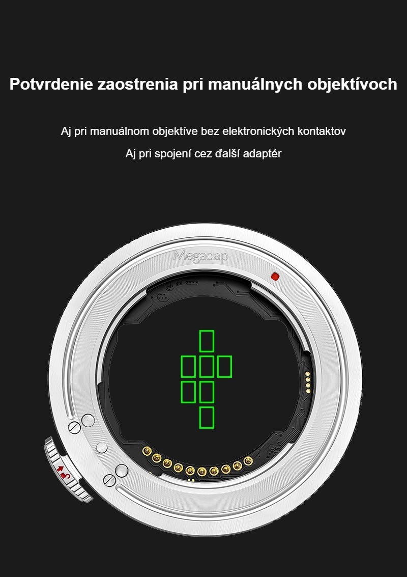 Megadap ETZ21 Pro+ – Potvrdenie zaostrenia pri manuálnych objektívoch