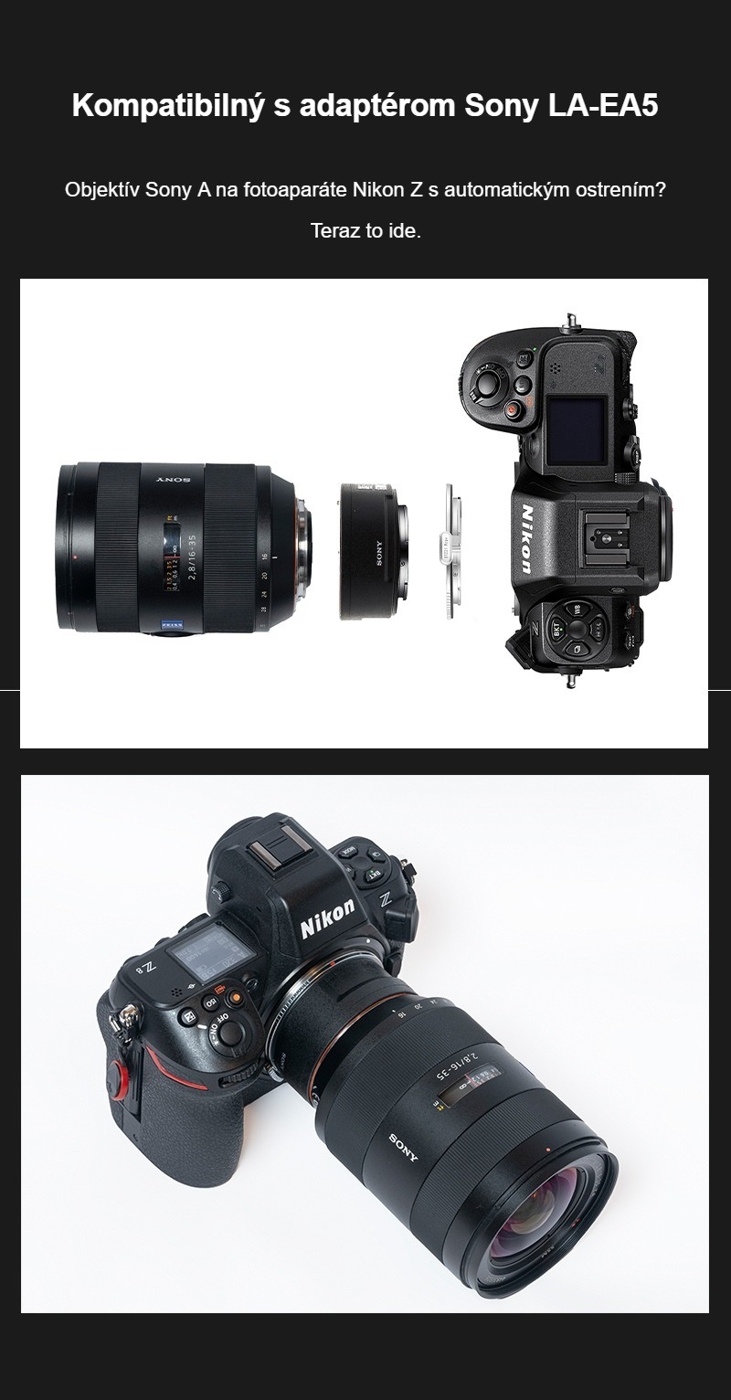 Megadap ETZ21 Pro+ – Objektívy Sony A cez adaptér Sony LA-EA5