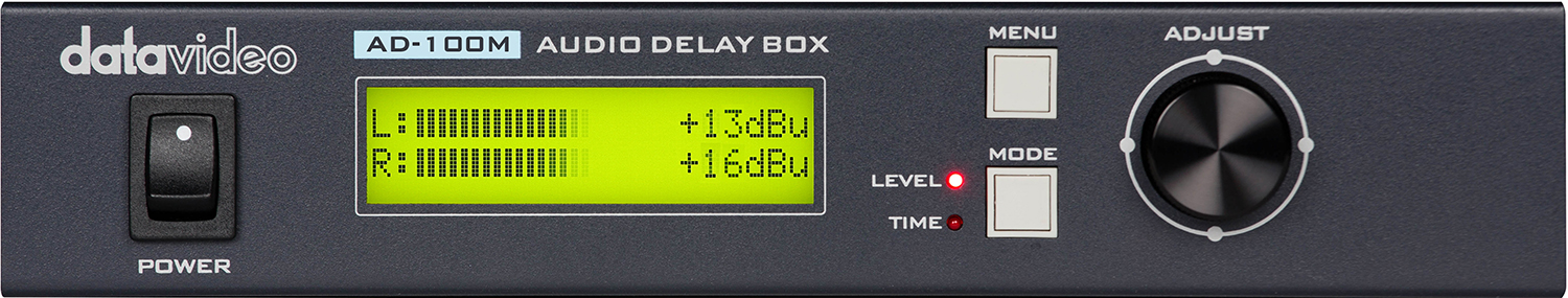 Detail predného panela so SMT LCD displejom, tlačidlami MENU a MODE a otočným ovládačom ADJUST