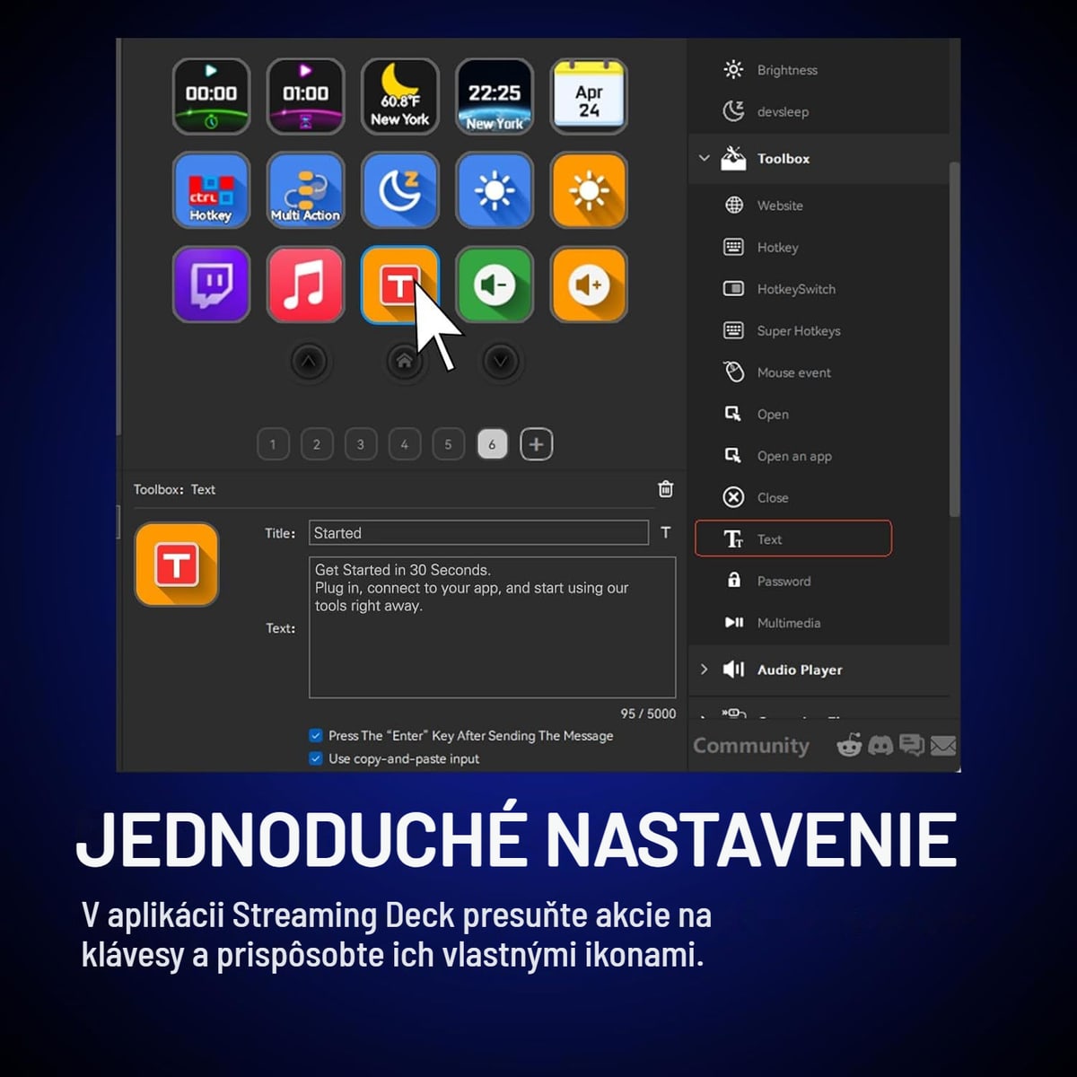 Nastavenie v aplikácii Streaming Deck