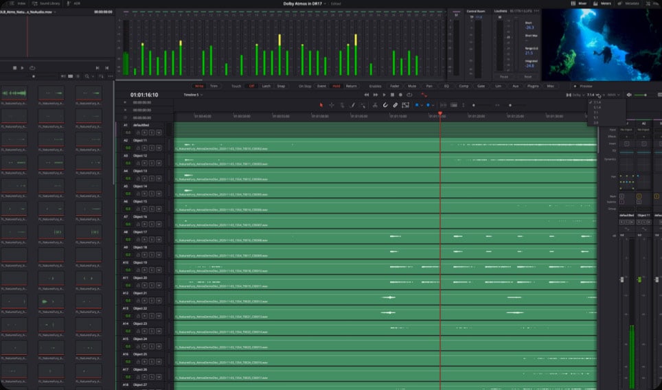 DaVinci Resolve Studio – Priestorový zvuk a Dolby Atmos