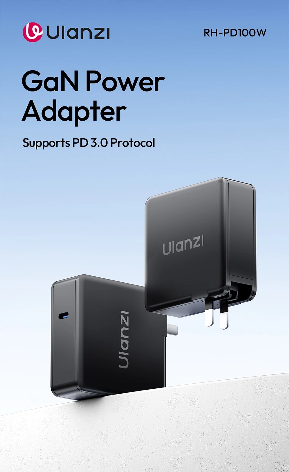 Ulanzi RH-PD100W GaN napájací adaptér s PD 3.0