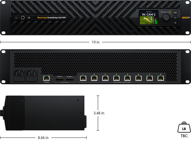 Rozmerový nákres Blackmagic StudioBridge 10G PWR