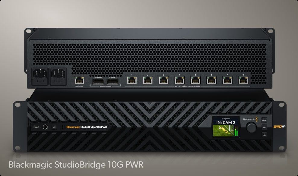 HyperDeck ISO Recorder 100G – IP video 10G cez Blackmagic StudioBridge 10G PWR