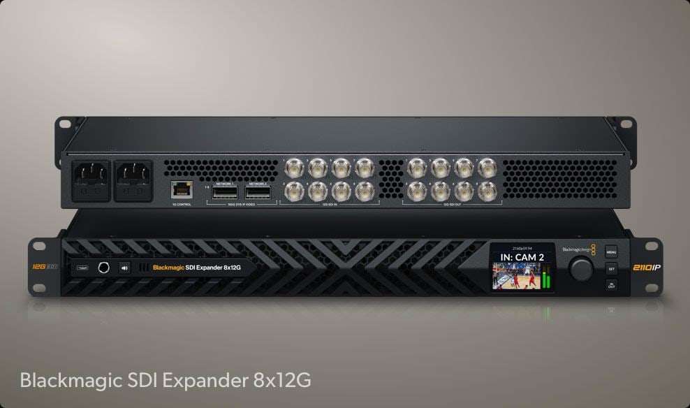 HyperDeck ISO Recorder 100G – 12G-SDI cez Blackmagic SDI Expander 8x12G