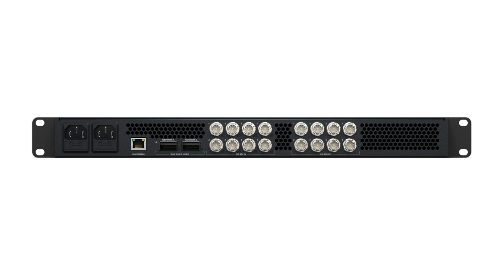 Zadný panel s 12G-SDI, 100G a redundantným napájaním