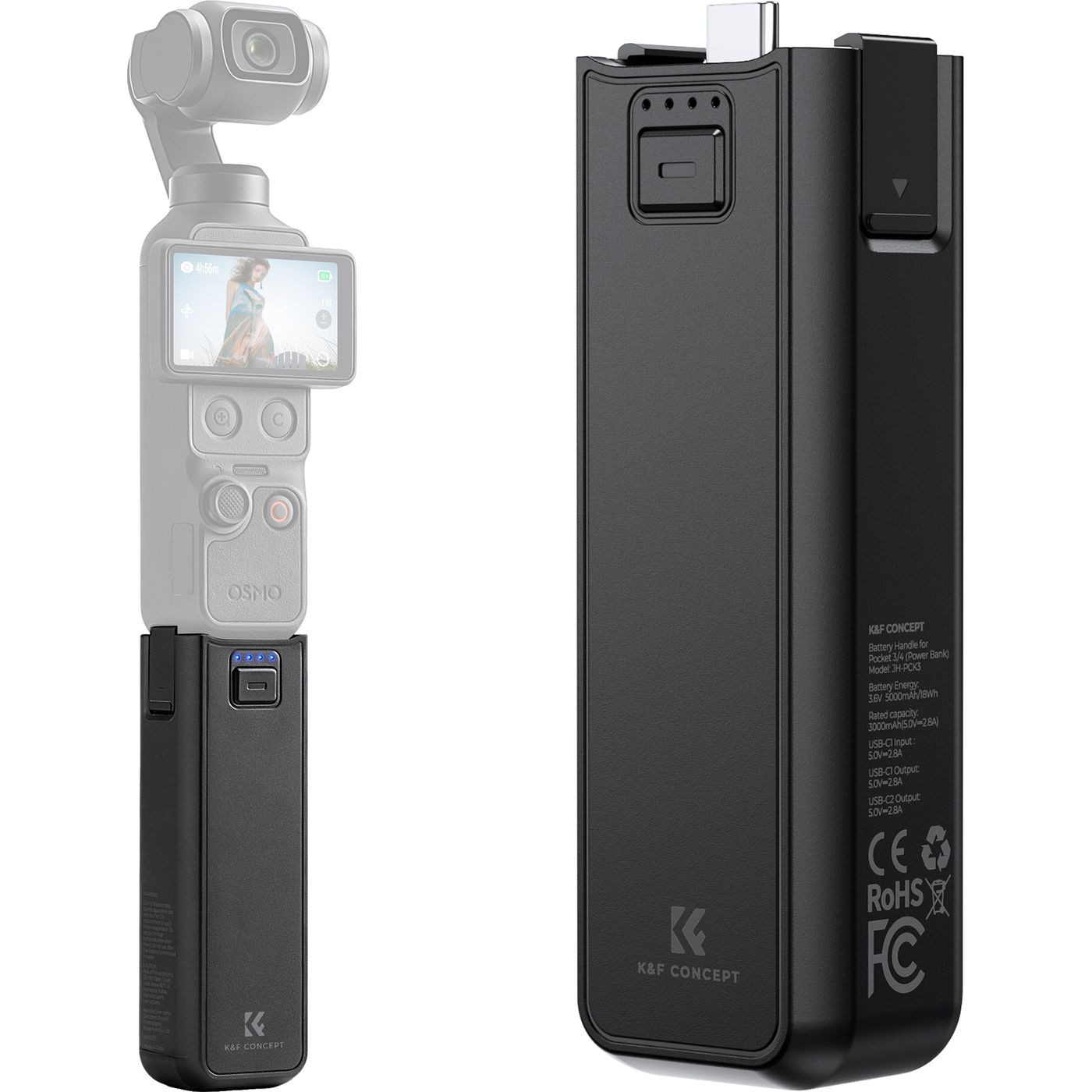 K&F Concept Bateriová rukojeť 5000 mAh pro DJI Osmo Pocket 3/4