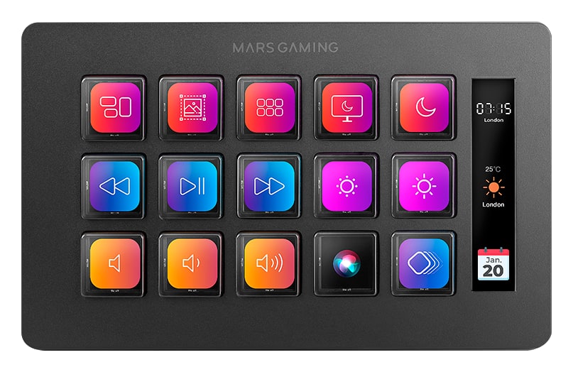 Mars Gaming MSD-ONE – 15 prispôsobiteľných LCD tlačidiel