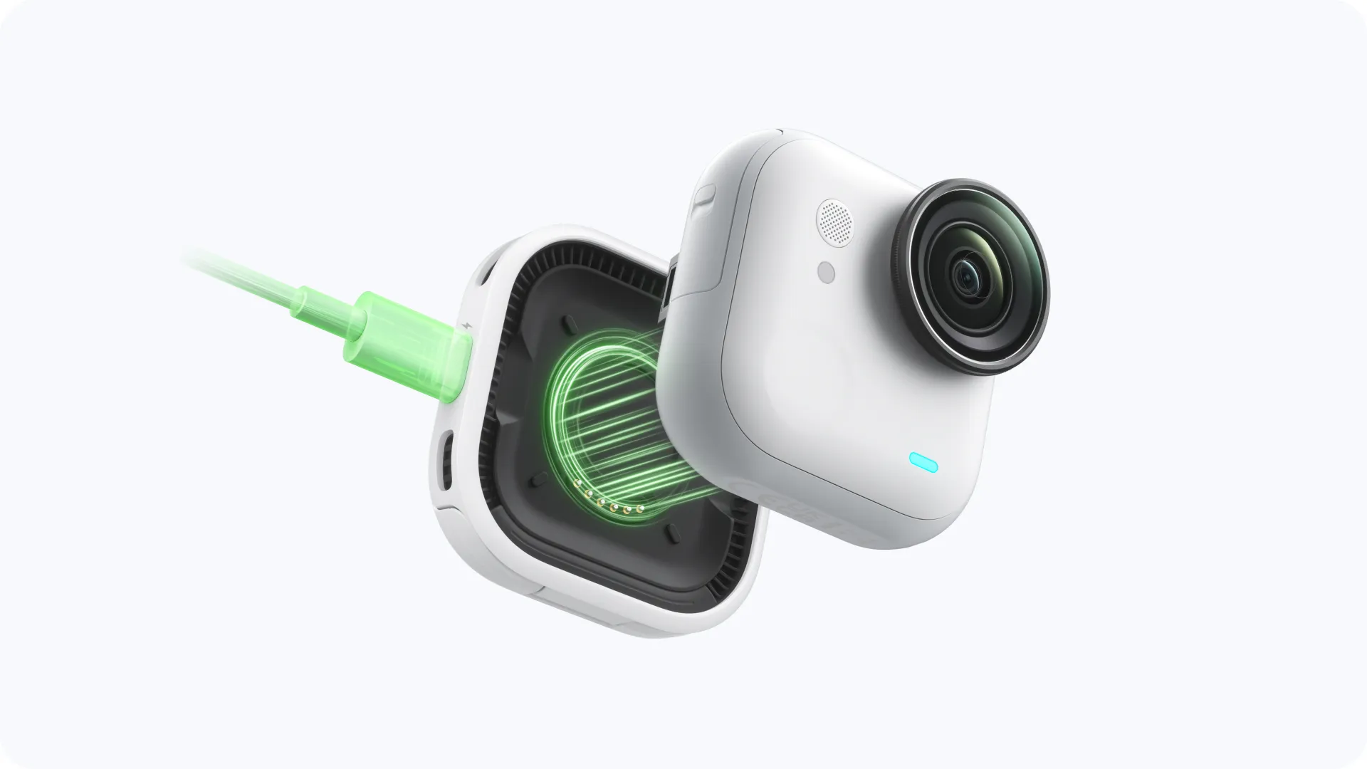 Kamera Insta360 GO Ultra pripevnená k držiaku FOMO Flexi Mount