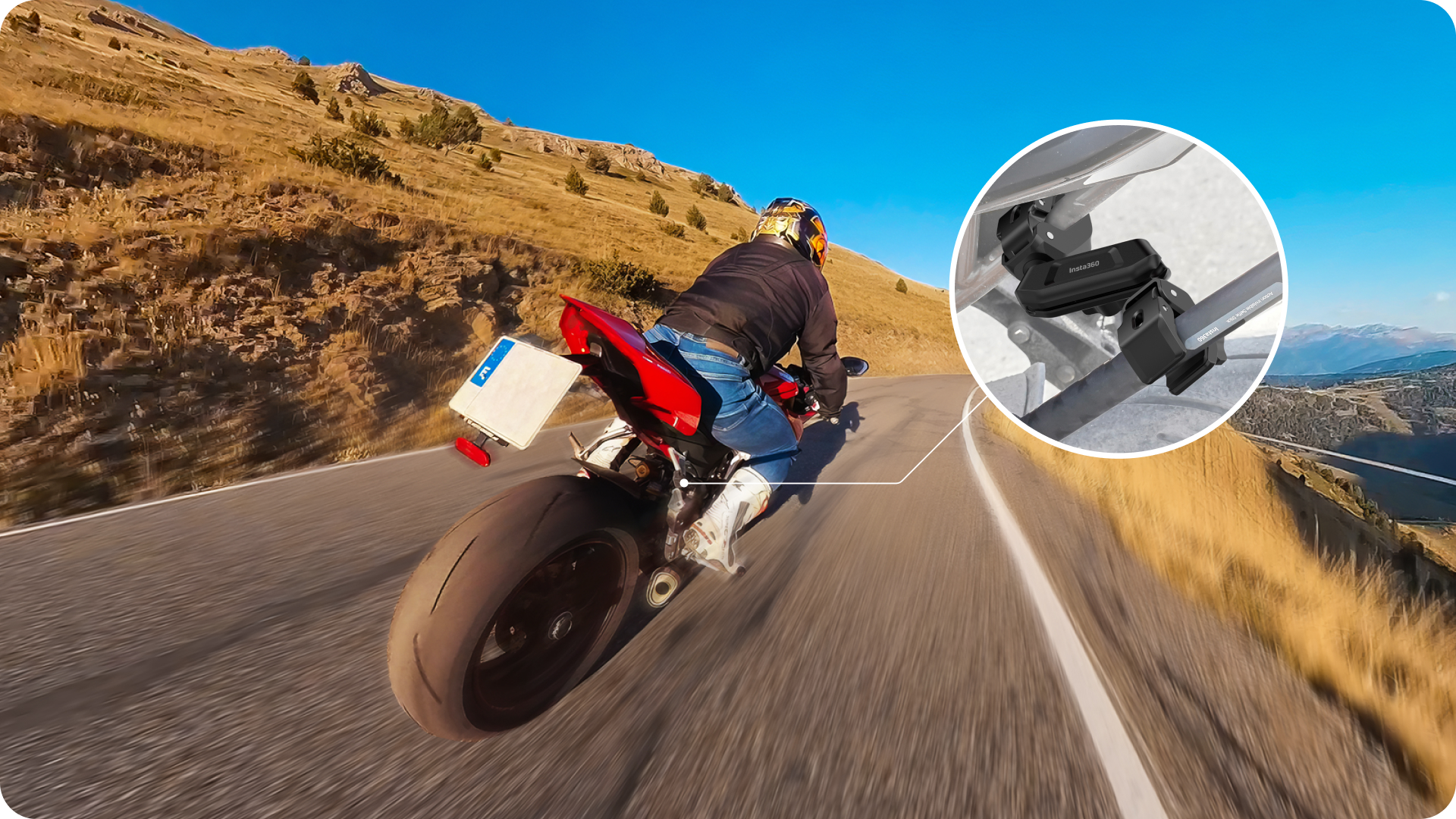 Insta360 Crab Clamp pri upevnení kamery na motocyklové zábery