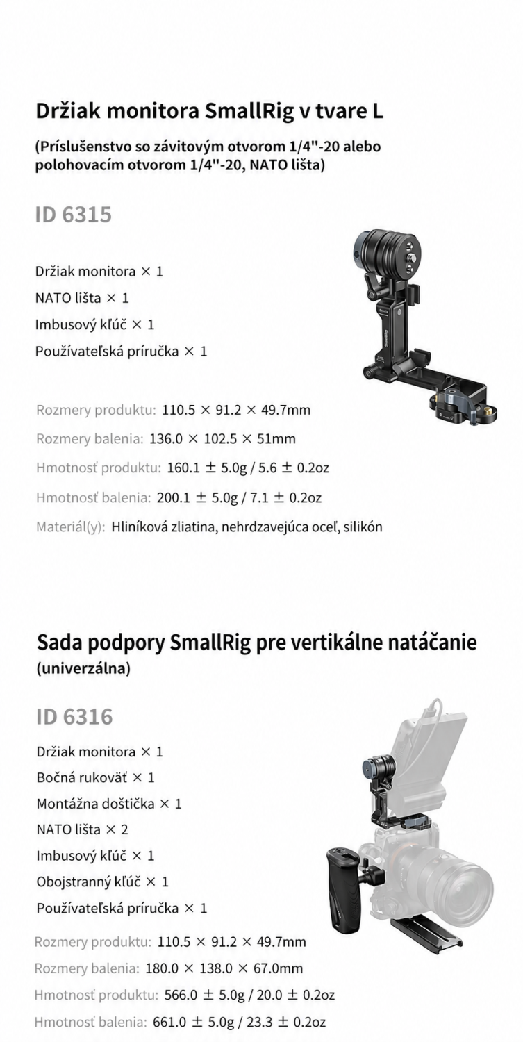 SmallRig Monitor Support 6314 – slovenská infografika 10
