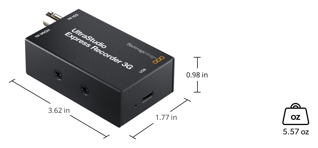 UltraStudio Express Recorder 3G – Rozmery a hmotnosť