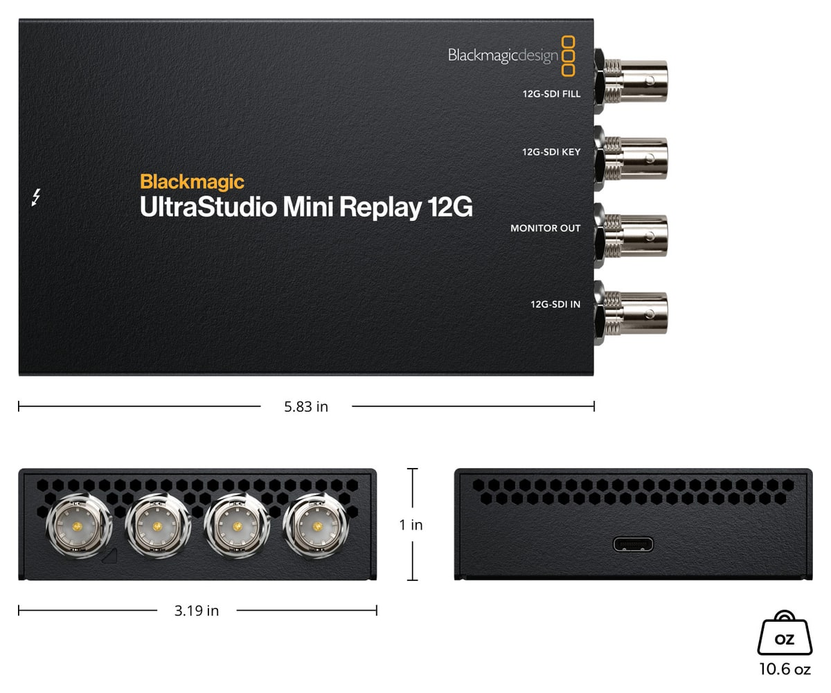 UltraStudio Mini Replay 12G – Rozmery a hmotnosť