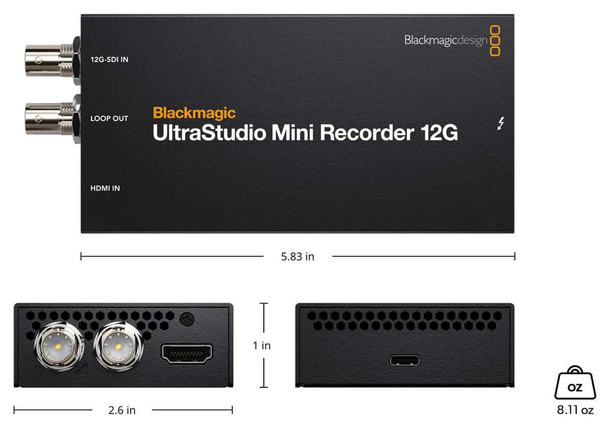 UltraStudio Mini Recorder 12G – Rozmery a hmotnosť
