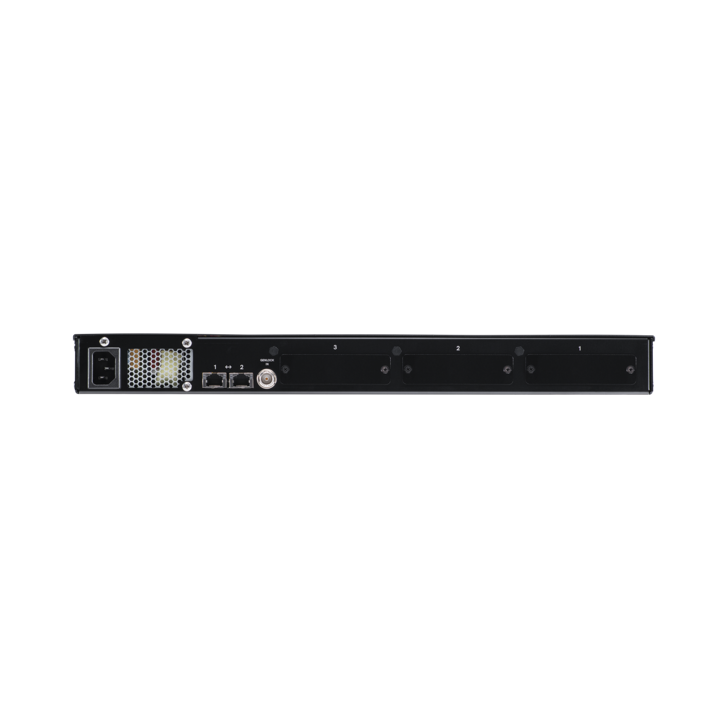 Zadná strana šasi Teradek Prism 801 s portmi RJ45 a napájaním