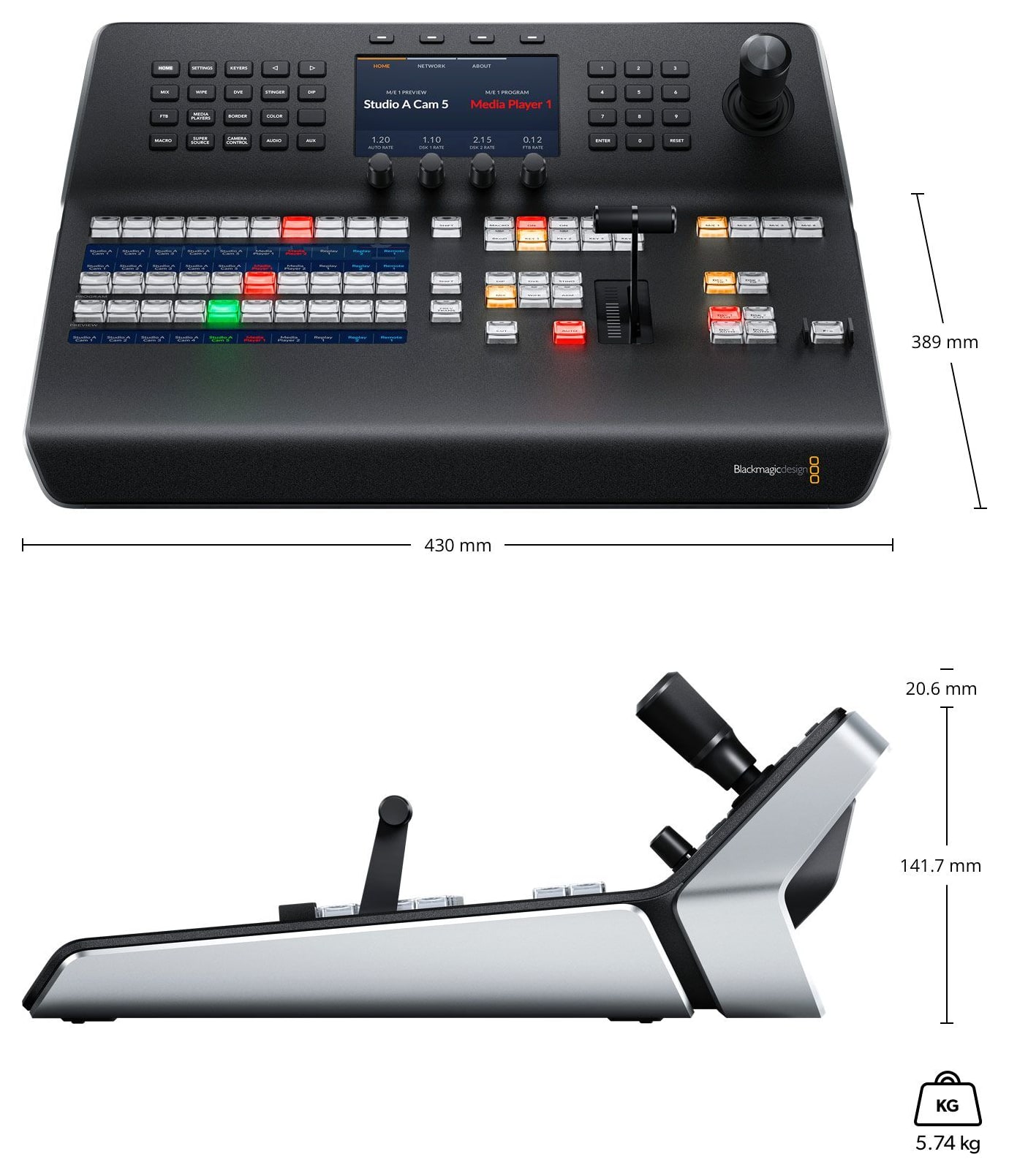 ATEM 1 M/E Advanced Panel 10 – Rozmery