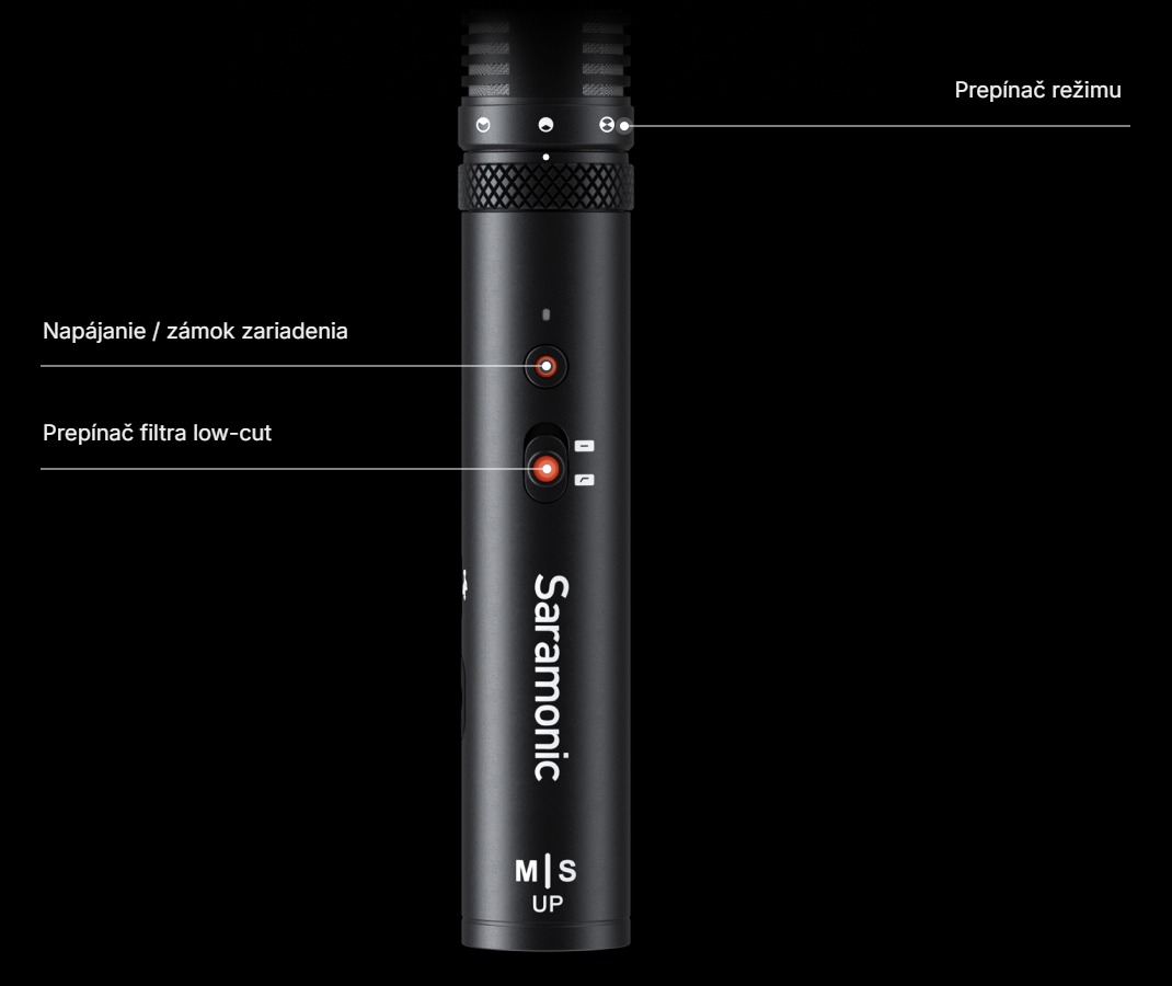 Saramonic SG MS1 – Ovládanie na tele