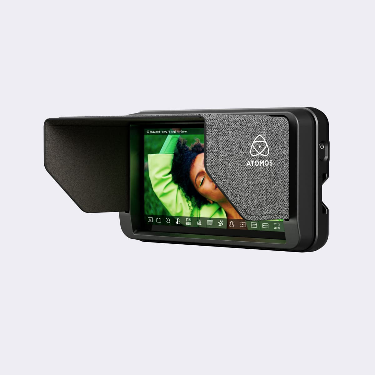 Slnečná clona Atomos nasadená na monitore Shinobi II