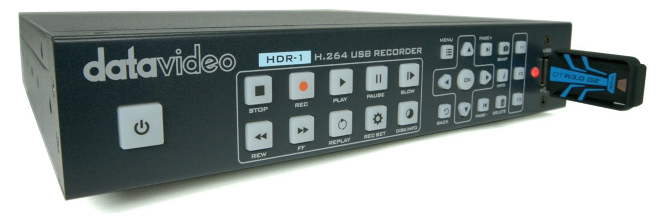 Datavideo HDR-1 s připojeným USB flash diskem