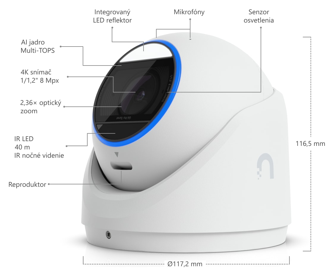 Ubiquiti UniFi Protect G6 Pro Turret, biela – Popis kamery