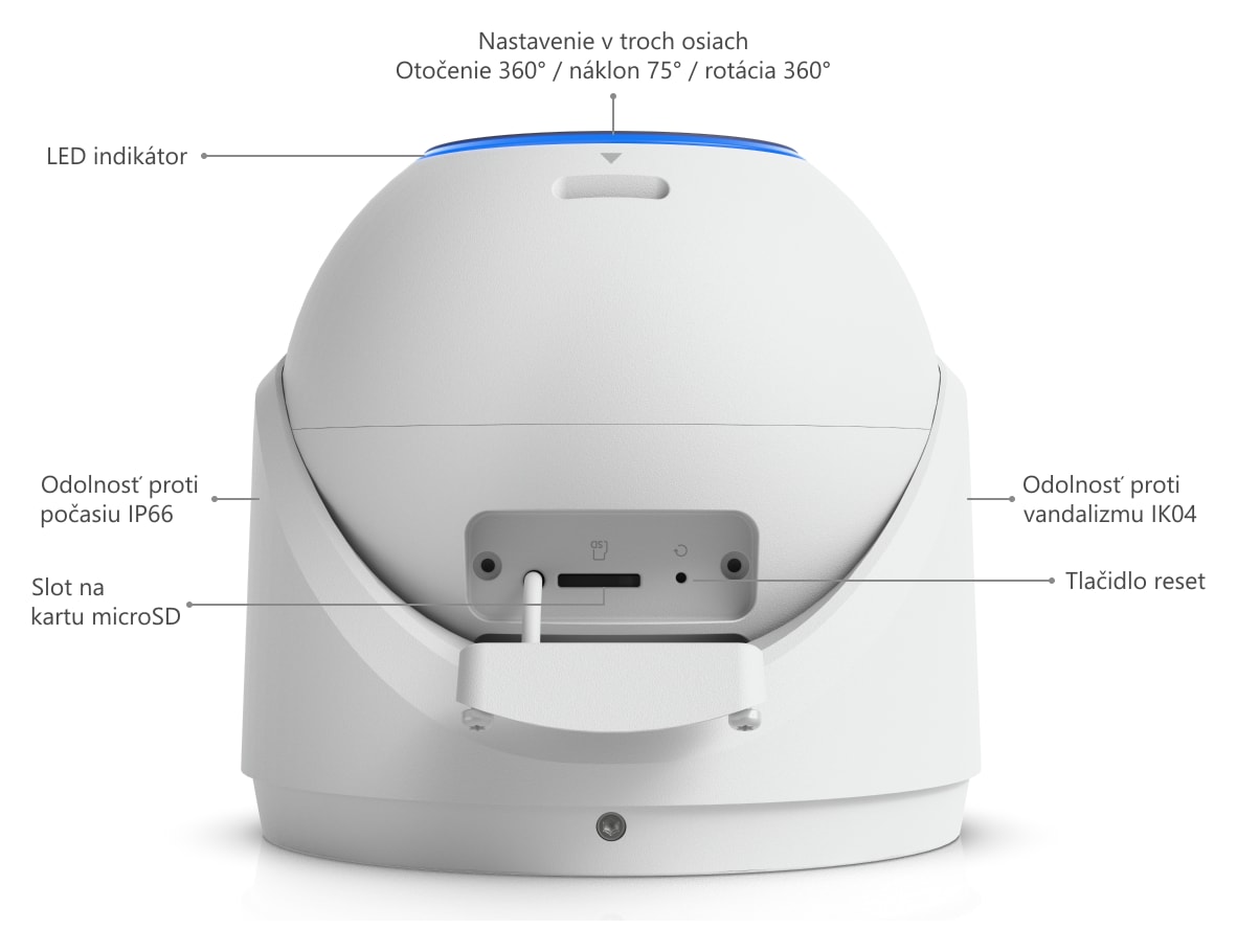Ubiquiti UniFi Protect G6 Pro Turret, biela – Popis kamery