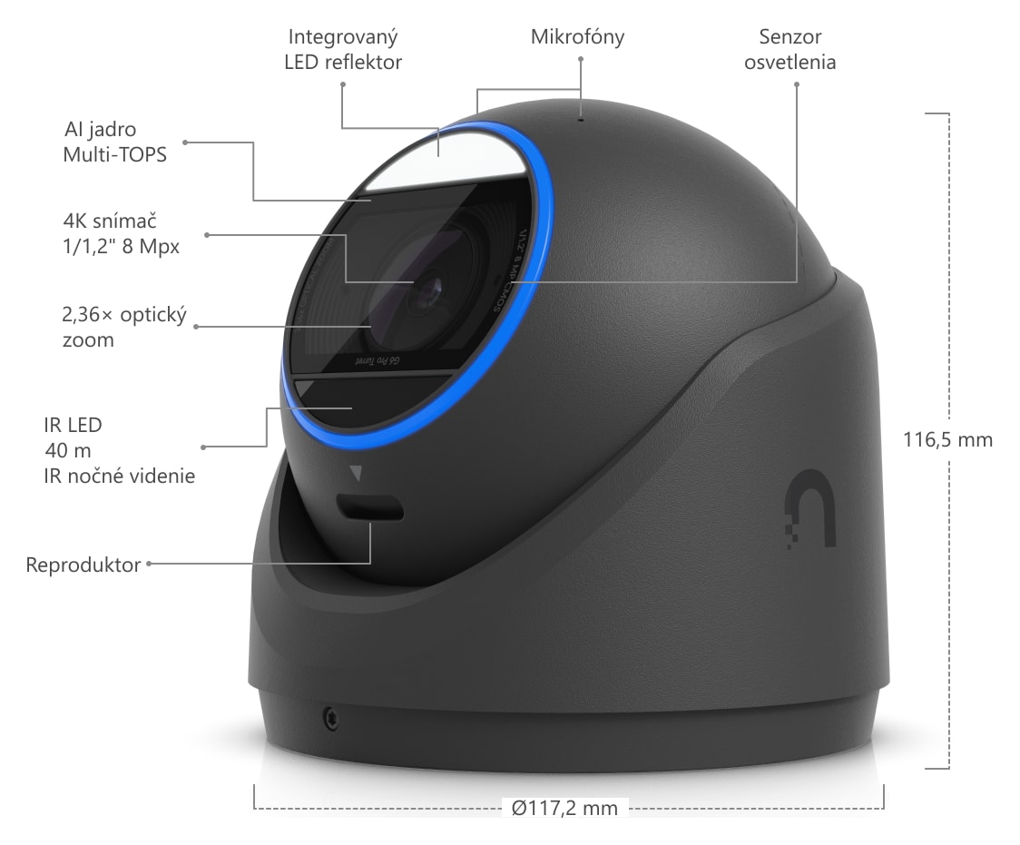 Ubiquiti UniFi Protect G6 Pro Turret, čierna – Popis kamery