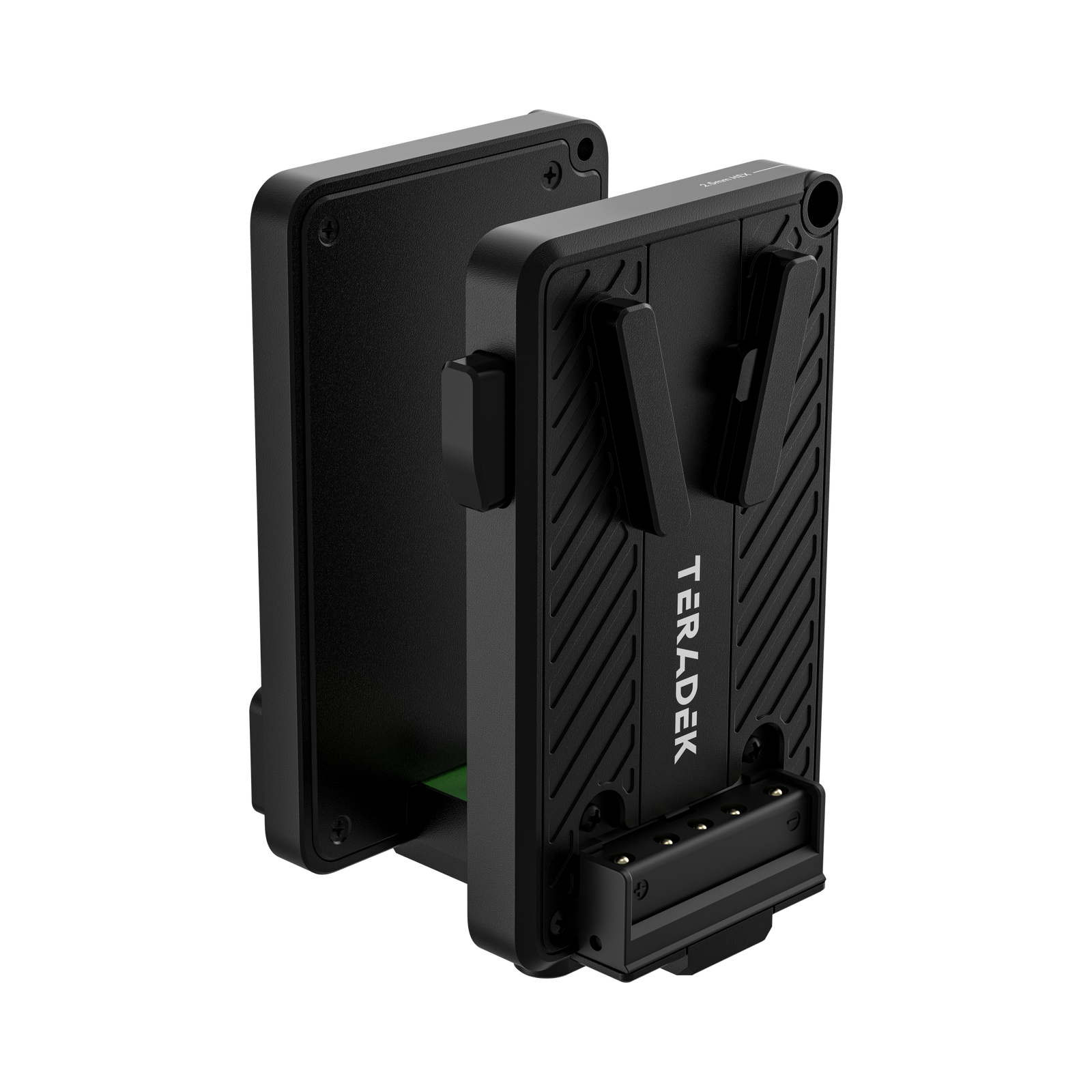 Teradek Bolt 7 Battery Cradle TX V-Mount, predný trojštvrťový pohľad