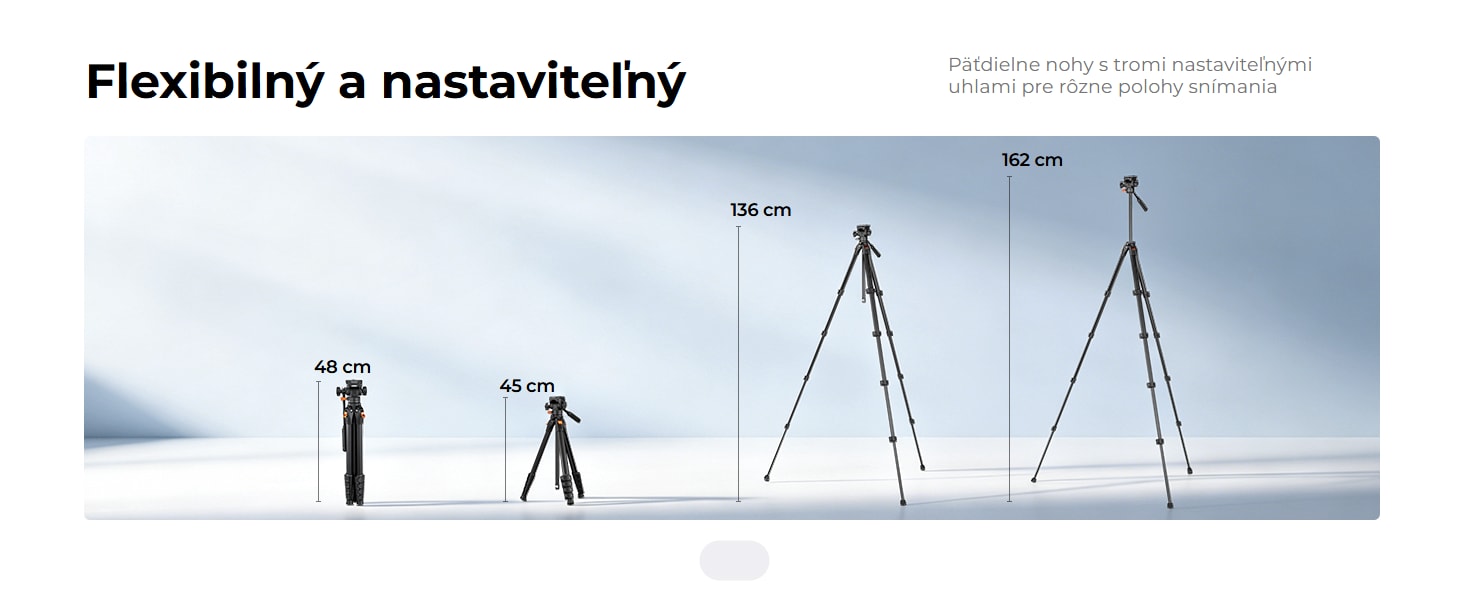 K&F Concept A305A1+FH-04 – hliníkový videostatív 162 cm s fluidnou hlavou