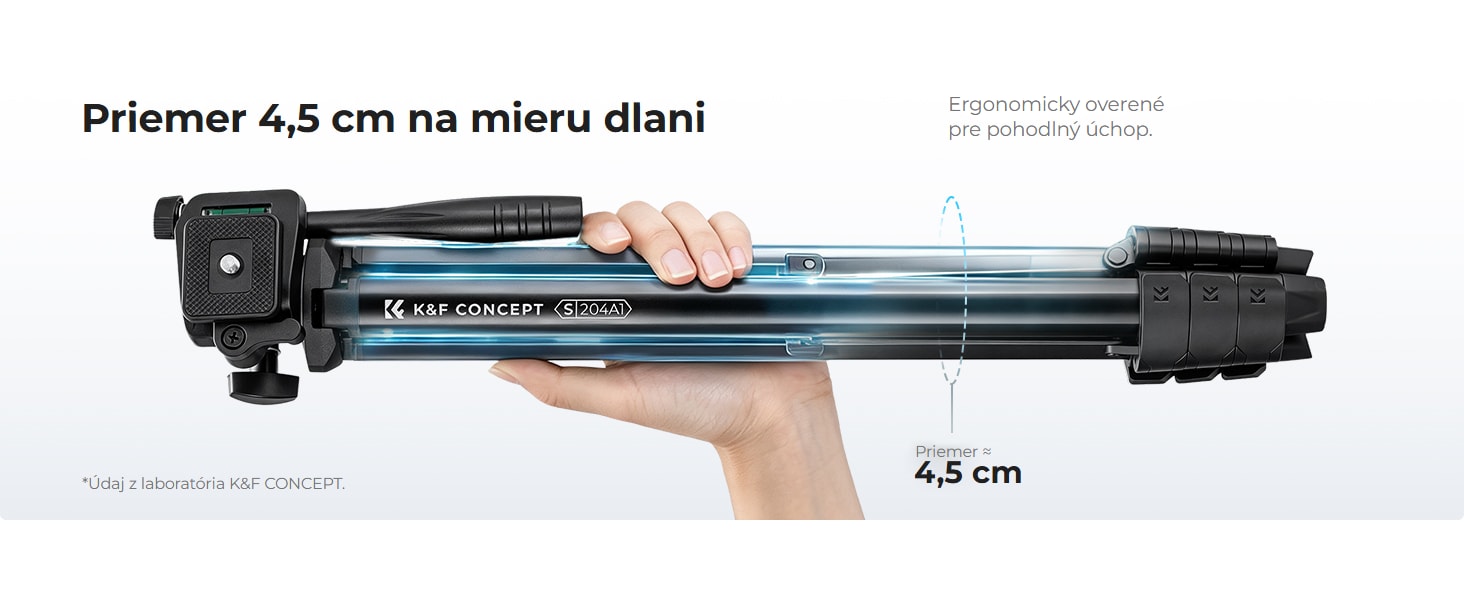 K&F Concept S204A1 – hliníkový cestovný statív 147 cm s 3-cestnou hlavou