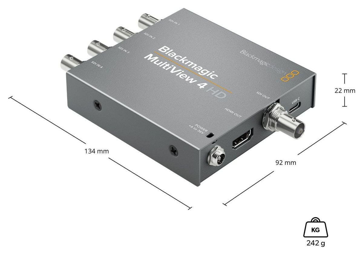 Blackmagic MultiView 4 HD – Rozmery a hmotnosť