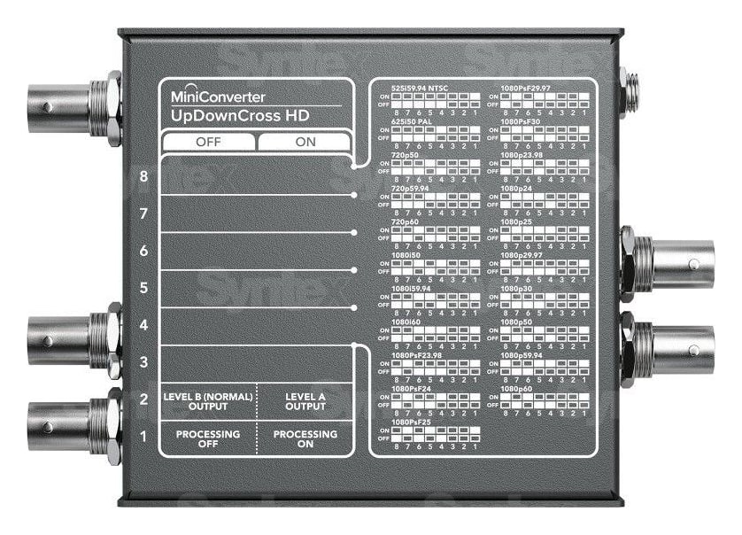 Mini Converter UpDownCross HD – Nastavenie miniprepínačmi