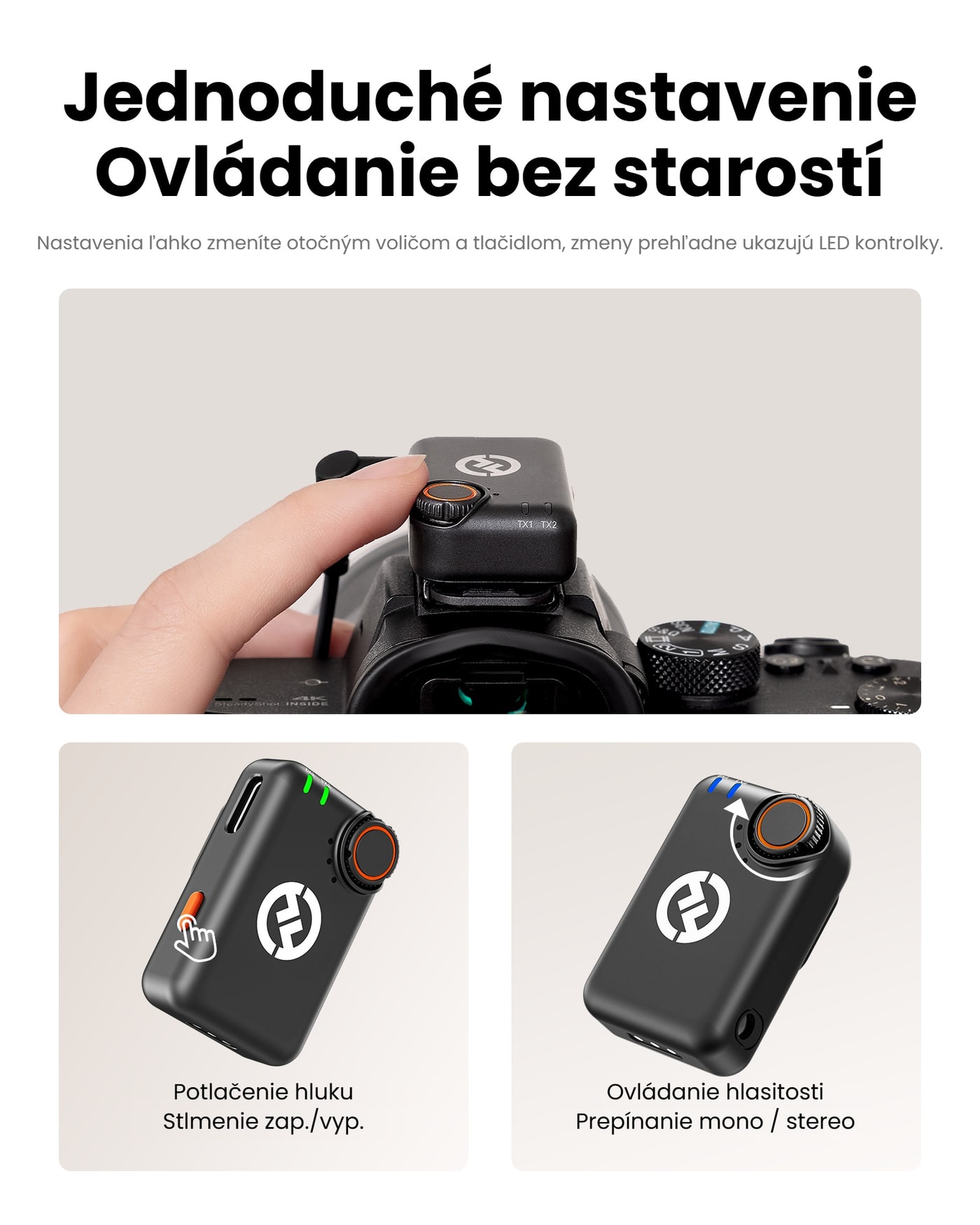 Hollyland LARK M2S kamerový prijímač (Space Gray) – Jednoduché ovládanie