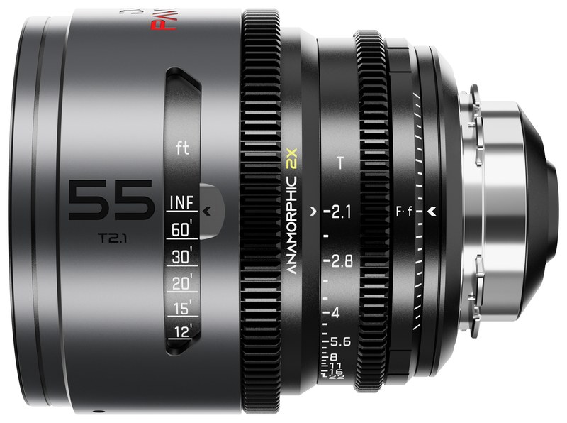DZOFILM Pavo 55 mm T2,1 anamorfný 2× – Neutral, PL/EF, stopová stupnica