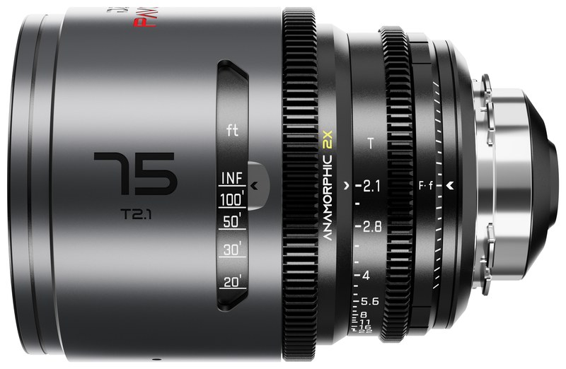 DZOFILM Pavo 75 mm T2,1 anamorfný 2× – Neutral, PL/EF, stopová stupnica
