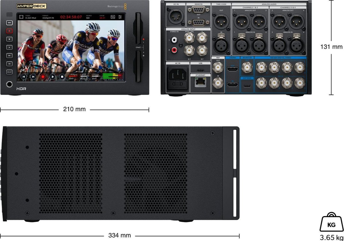 HyperDeck Extreme 8K HDR – Rozmery a hmotnosť