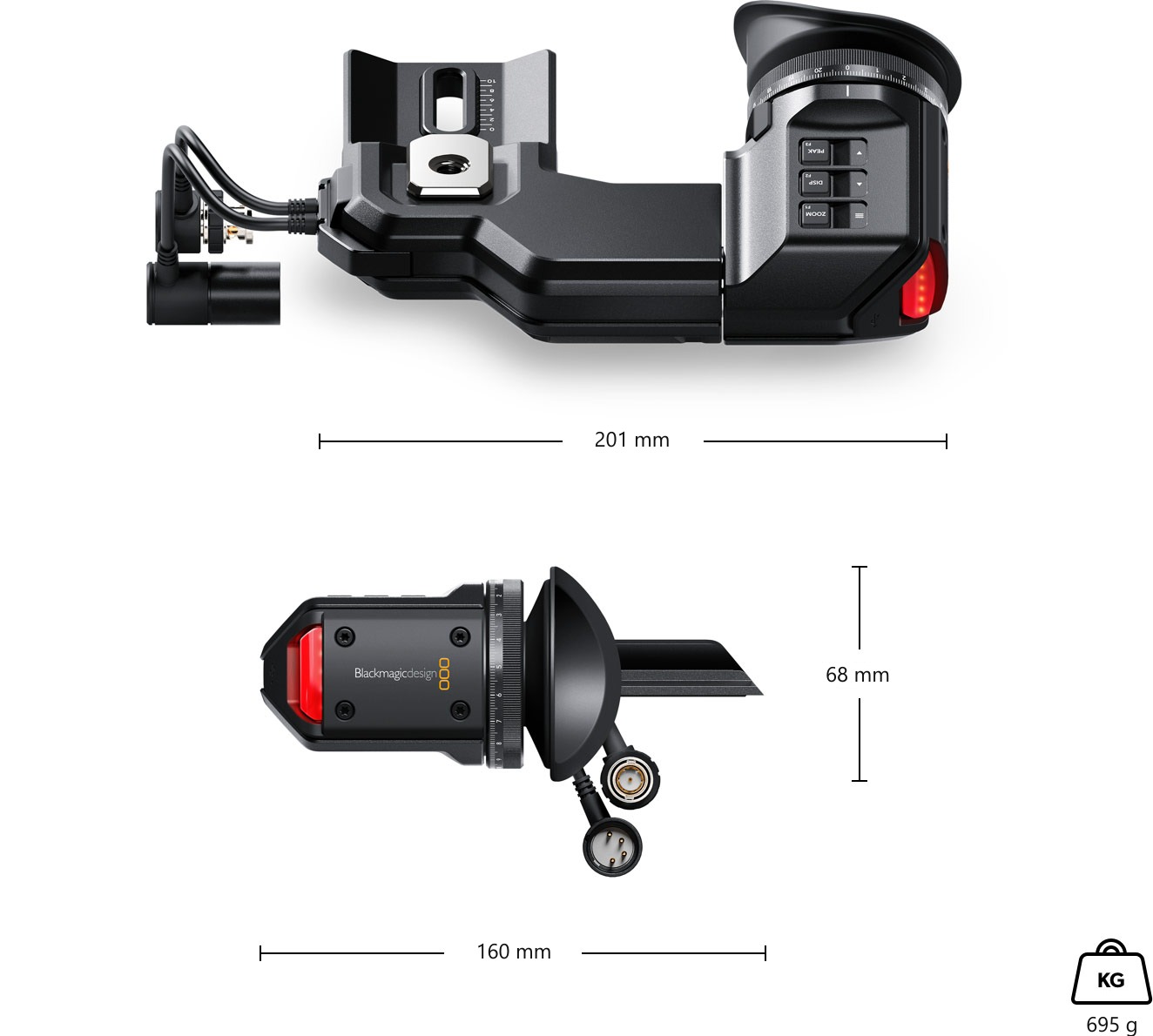 Blackmagic Design URSA Viewfinder – Rozmery a hmotnosť