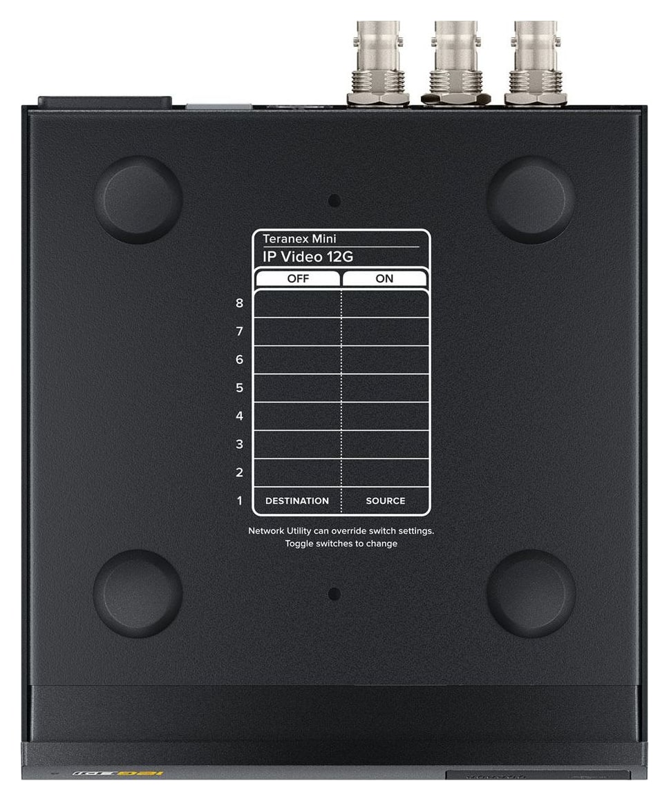 Teranex Mini IP Video 12G – Nastavenie miniprepínačmi, softvérom aj panelom