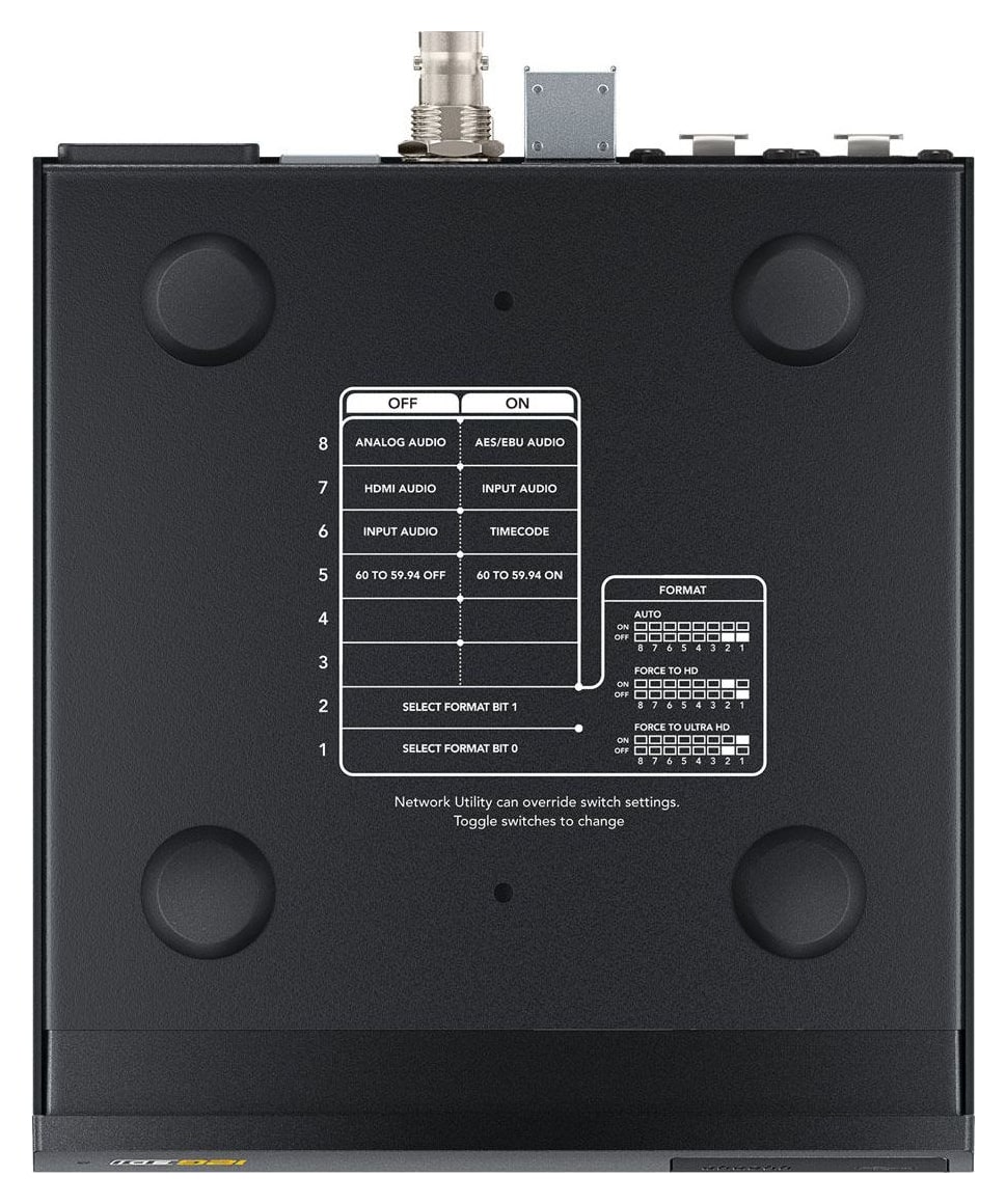 Teranex Mini HDMI to Optical 12G – Nastavenie miniprepínačmi, cez USB aj Ethernet