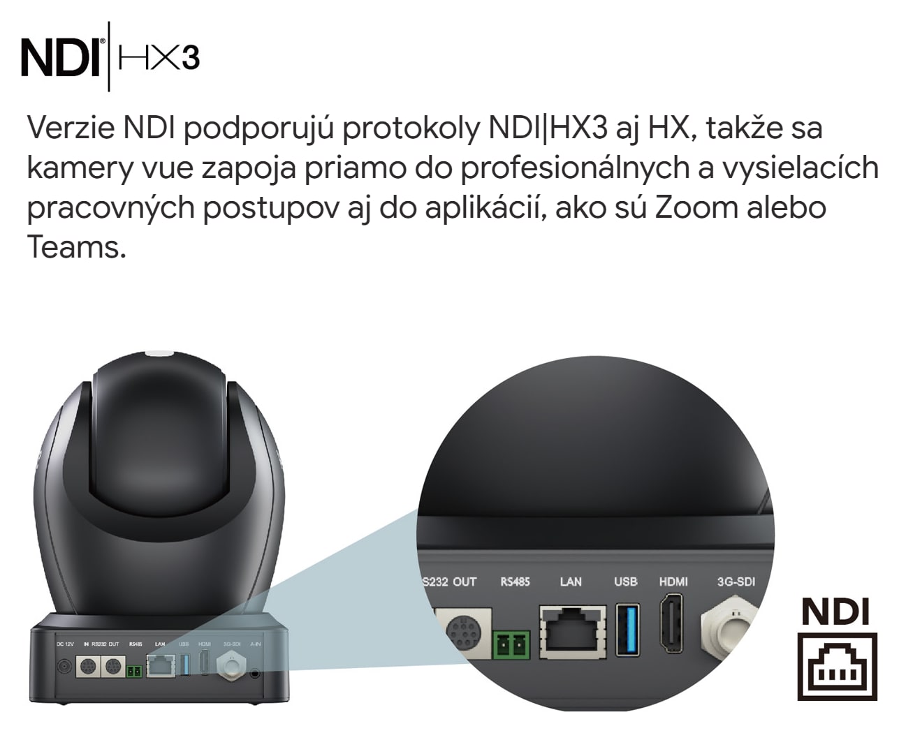 NDI|HX3 pre sieťovú produkciu