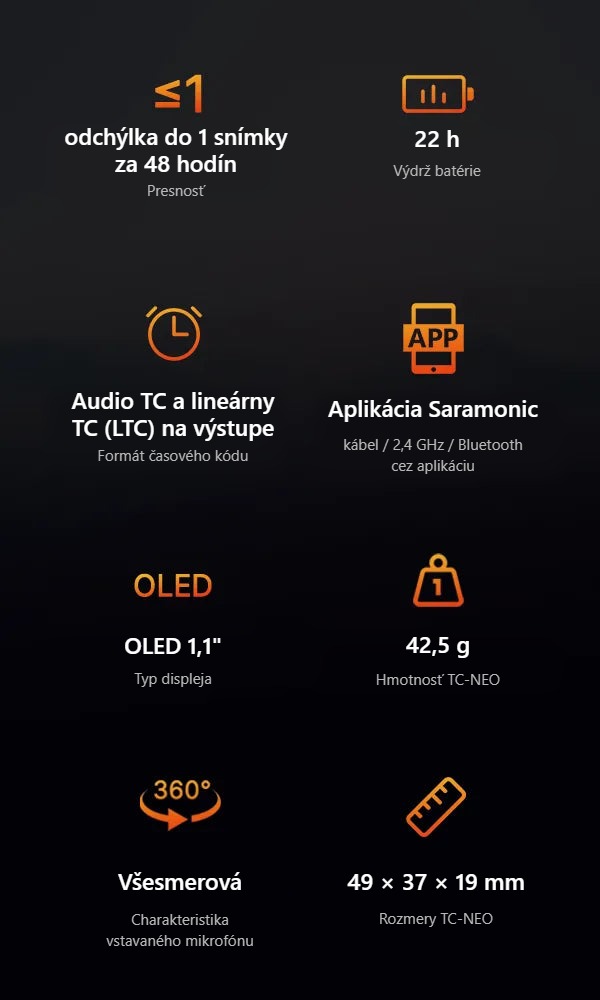 Špecifikácia Saramonic TC-NEO