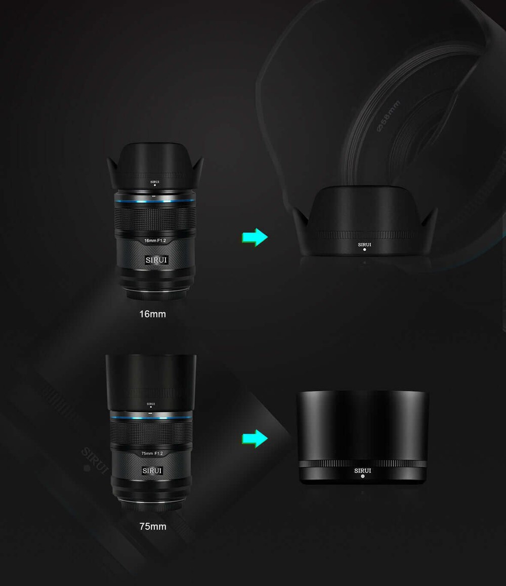 Sirui Sniper 75mm F1,2 APS-C AF objektív, Sony E, čierny – Čierne vyhotovenie: povrch z uhlíkových vlákien
