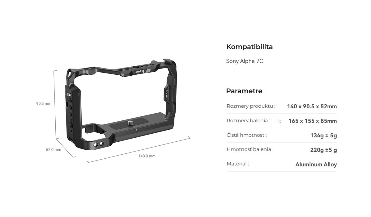SmallRig Cage for Sony Alpha 7C 3081B