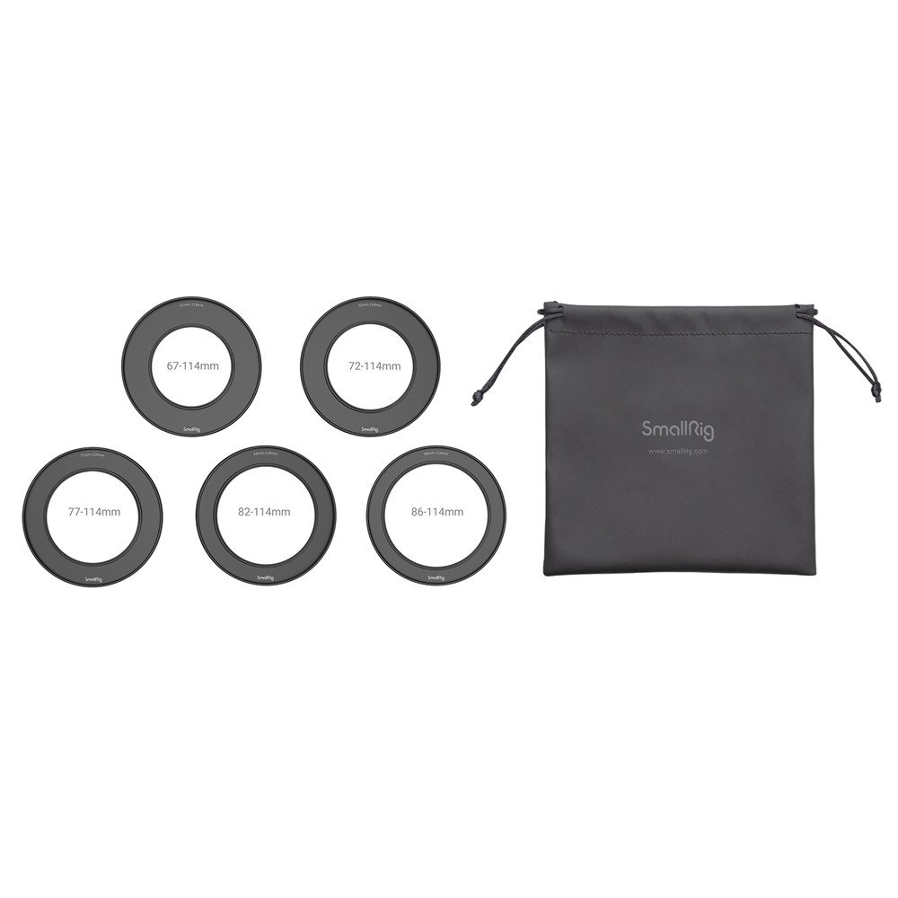 Sada skrutkovacích redukčných krúžkov so závitom na filter (67 mm/72 mm/77 mm/82 mm/86 mm-114 mm) pre matte box 2660