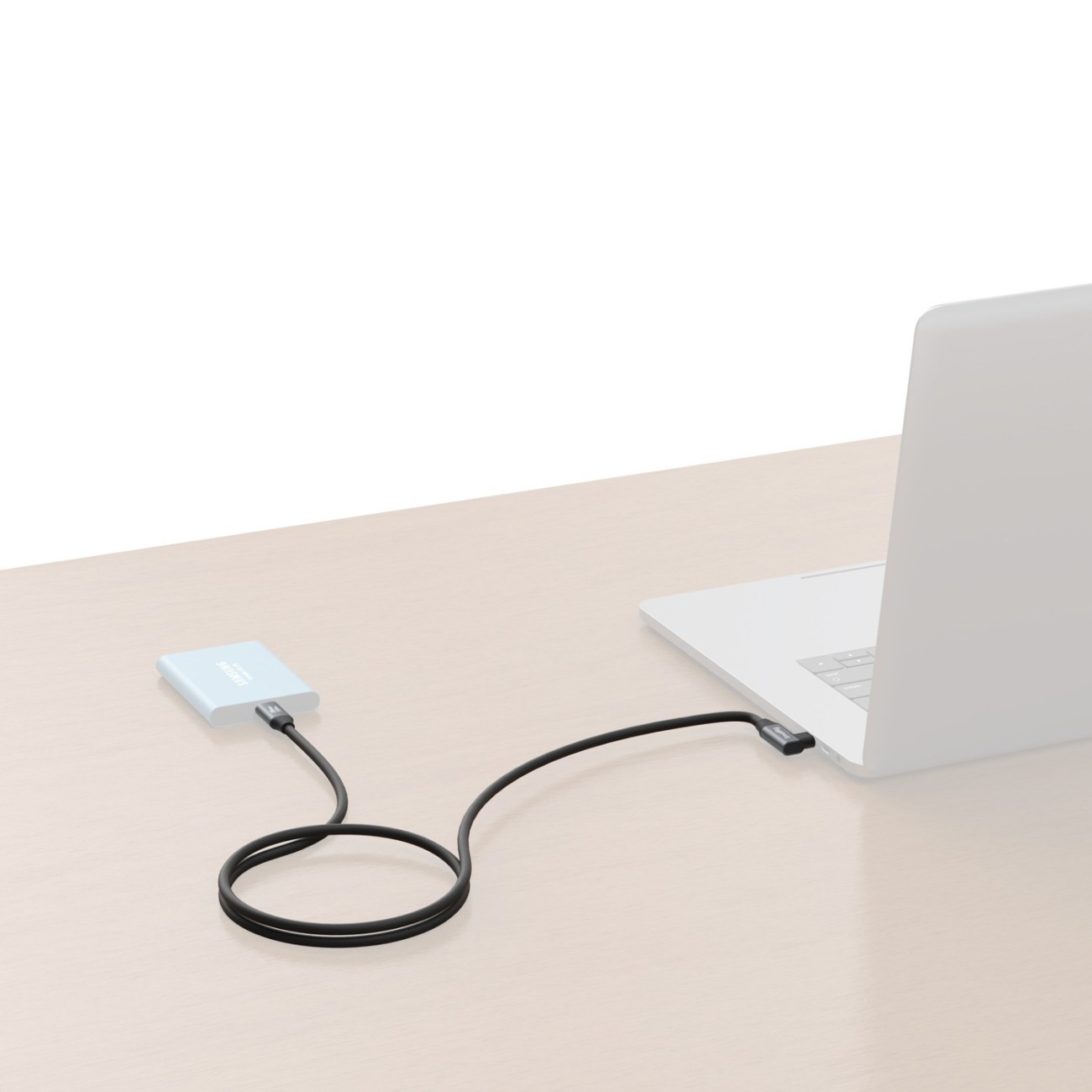 USB-C (rovný) na USB-C (uhlový) Dátový kábel (60cm / 23.6 palca)