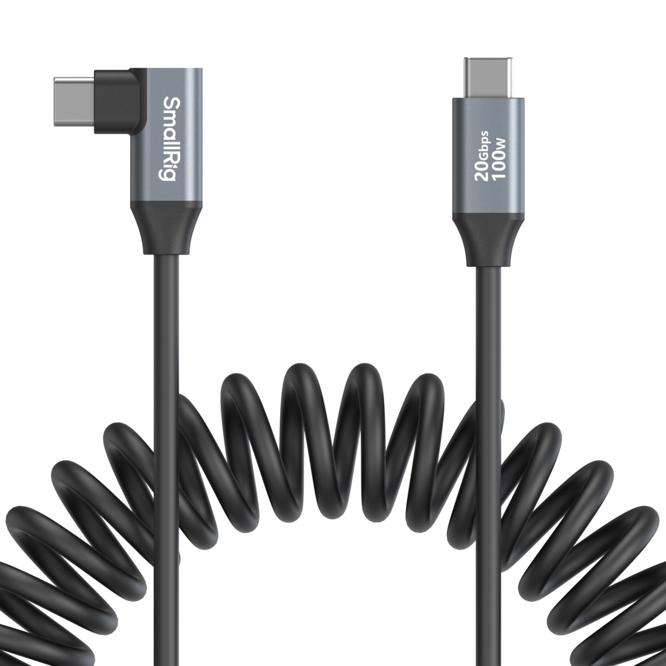 USB-C (rovný) na USB-C (šikmý) špirálový dátaovy kábel