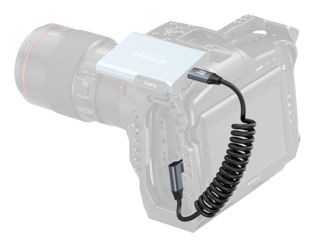 USB-C (rovný) na USB-C (šikmý) špirálový dátaovy kábel